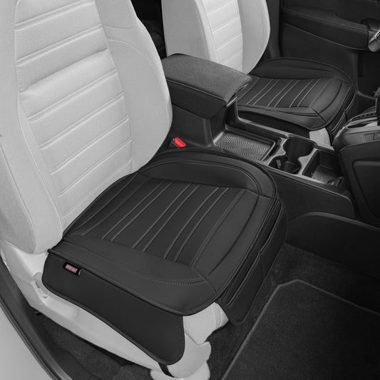 Motor Trend vehicle seat cover — Faux leather with storage pockets, 2-pack black padded