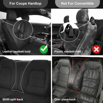 AOMSAZTO vehicle seat cover - Custom fit faux leather black for Ford Mustang 2015-2026