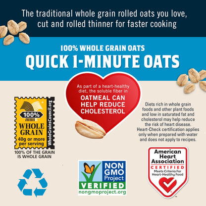 Breakfast cereal — Non GMO verified rolled oats by Quaker