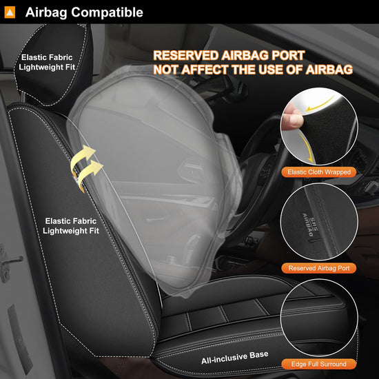 AOMSAZTO vehicle seat cover — waterproof leather for Dodge Charger 2006-2025 black 2pcs front seat