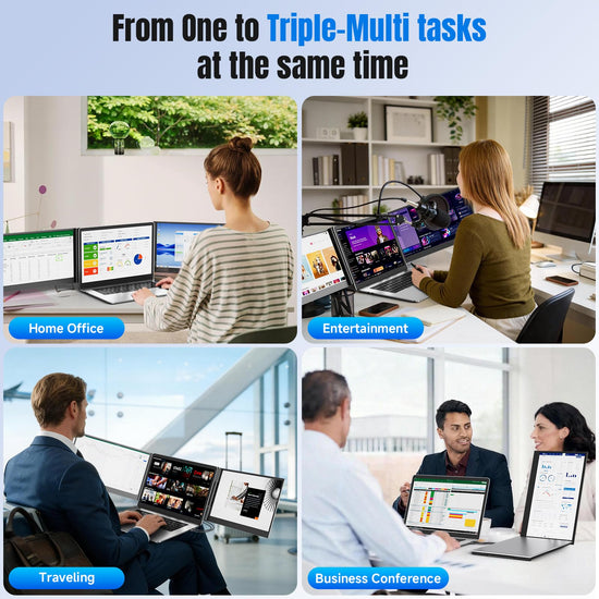 siaviala Laptop Screen Extender 15.6", 1080P FHD Triple Portable Monitor for Laptops 13-17.3", Ultra-Slim Dual Monitor Extender for Windows/Mac/Chrome/Dex, USB-C/HDMI Plug and Play