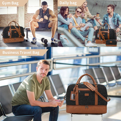 Wogarl duffel bag with shoe compartment and toiletry bag for travel and gym