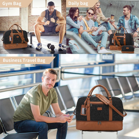 Wogarl duffel bag with shoe compartment and toiletry bag for travel and gym