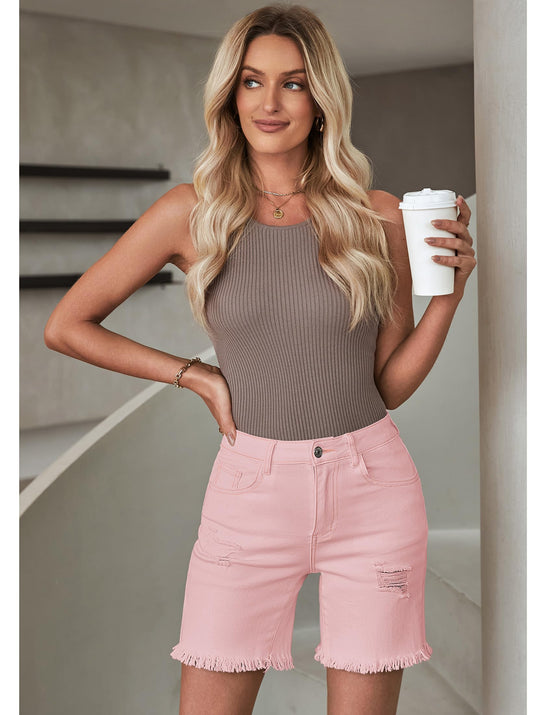 luvamia high waisted distressed denim shorts for women