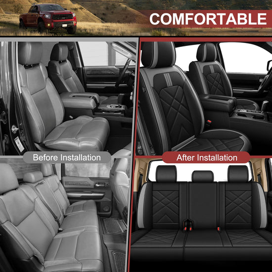 Vehicle seat cover — Custom fit for 2014-2021 Toyota Tundra Crewmax Double Cab in leather