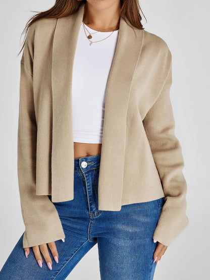 Saodimallsu womens cropped cardigan - open front shawl design with long sleeves