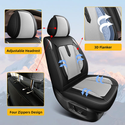 AOMSAZTO vehicle seat cover - Leather, waterproof, compatible with airbag, black and gray