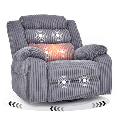 SINCRUMI chair with massage, heat, USB and Type-C charging ports, electric glider