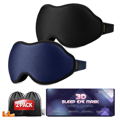 Weighted sleep mask — 3D contoured design with adjustable strap, 2 pack