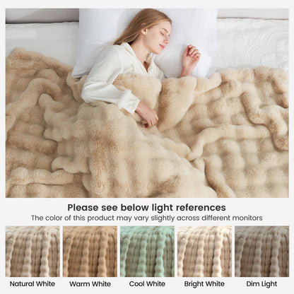 Faux fur throw blanket — cozy bliss softness