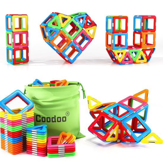 Coodoo magnetic blocks - upgraded starter set for 3+ years old kids and toddlers