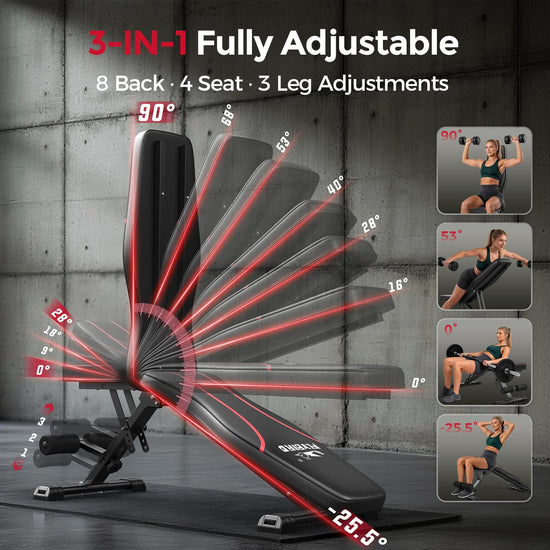 FLYBIRD WB2 fitness bench — adjustable and foldable incline design for workouts
