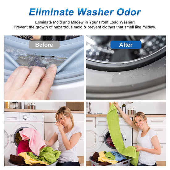 Draduo Front Load Washer Door Prop, Washing Machine Door Prop Open to Prevent Odors with 3 Adhesive Metal Catch, Door Holder to Keep Door Open (Black)