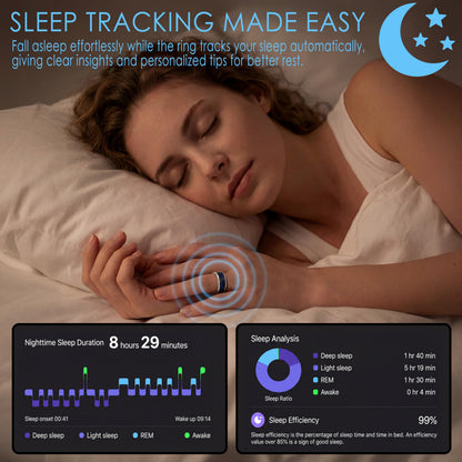 CEVSTHO Smart Ring Fitness Tracker, Heart Rate&Sleep Tracker with SpO2