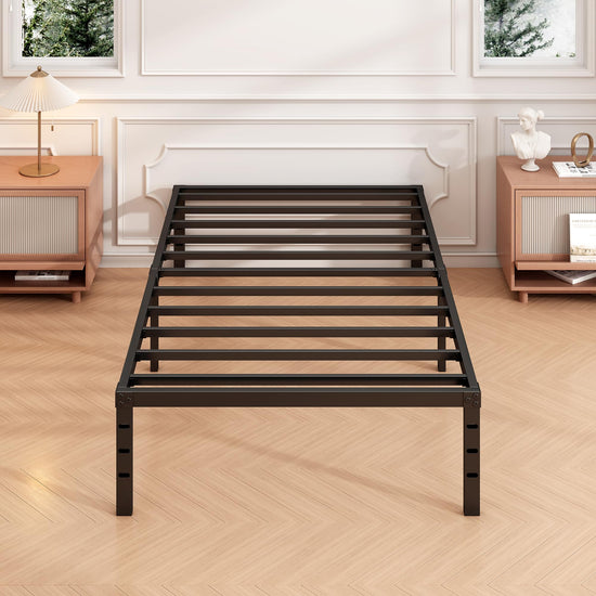 Hafenpo bed frame — sturdy metal platform with under bed storage