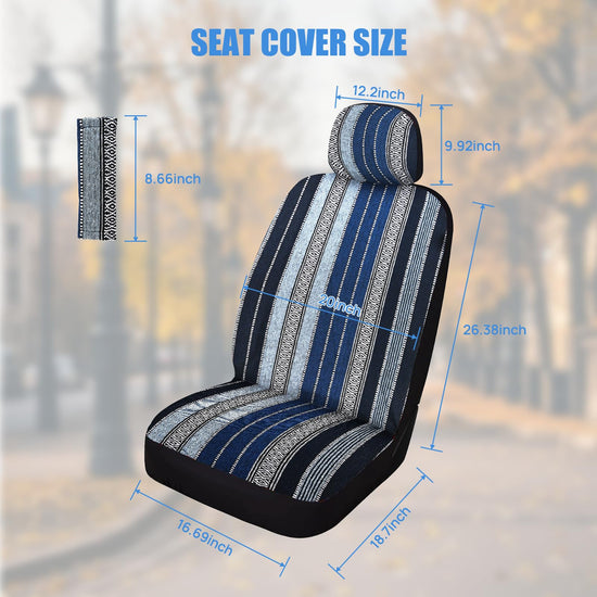 Nilight vehicle seat cover — Blue stripes with shoulder pads and airbag compatibility