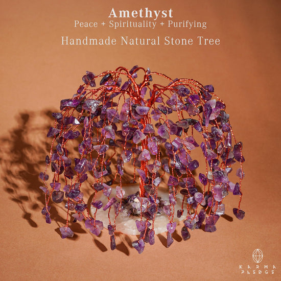 KARMAPLEDGE Crystal Tree of Life sculpture — Handmade bonsai design for prosperity and good luck