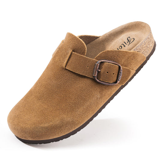 FITORY womens clogs — leather mules with cork footbed size 6-11