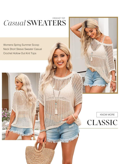 Dokotoo sweater — Casual crochet hollow out design for summer wear