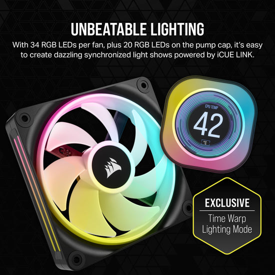 Electronic component fan — Corsair iCUE Link H100i LCD liquid coolerElectronic component fan — Corsair iCUE Link H100i liquid CPU cooler with LCD display