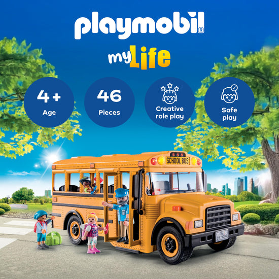 Playmobil toy figure playset — school bus with accessories and figures