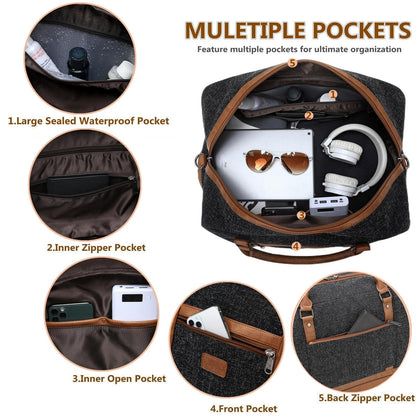 Wogarl duffel bag with shoe compartment and toiletry bag for travel and gym