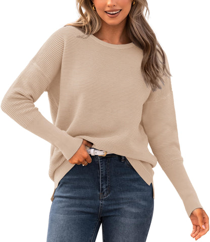 BTFBM sweater — casual long sleeve striped pullover tops for women 2026