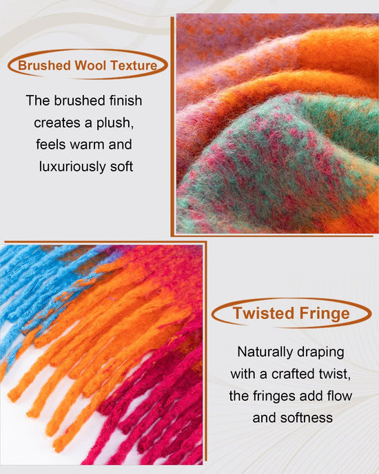 Fullgive winter scarf — colorful chunky blanket style for women