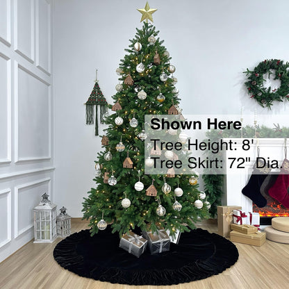 Tree skirt — Ruffled velvet with lace-up tie closure and foam padding