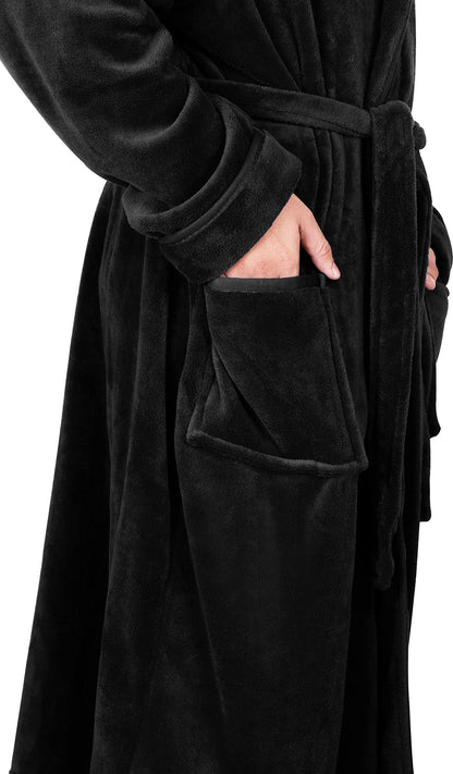 NY Threads men's robe - Luxury plush fleece with hood for spa use.