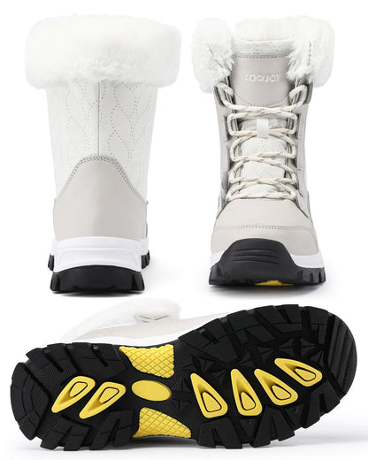 COOJOY waterproof winter snow boots — lightweight and warm mid calf booties