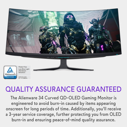 Alienware AW3423DW monitor — curved 34.18 inch Quantum Dot-OLED display at 175Hz