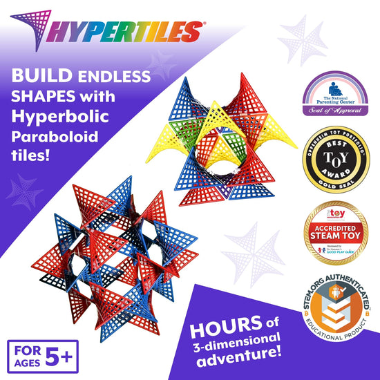 HyperTiles hyperbolic building toy — 3D adventure with 48 tiles and 80 connectors by Fun In Motion Toys