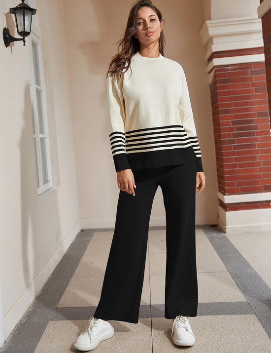 Tanming coordinated outfit — knitted pullover sweater with wide leg pants tracksuit