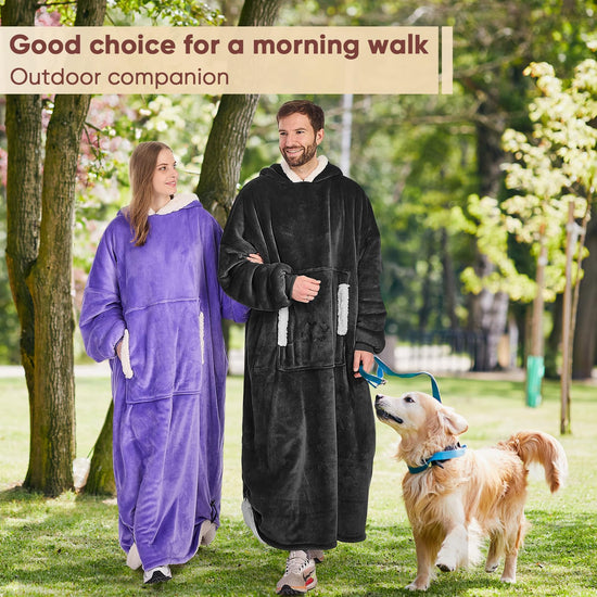 yescool wearable blanket hoodie with flannel sherpa fleece for adults and one size fits all.