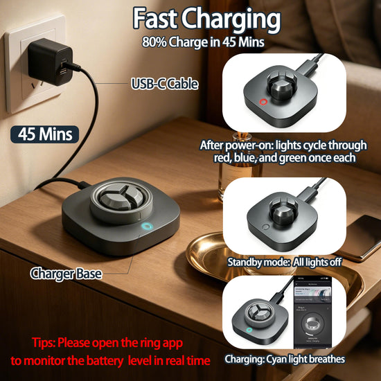 Charger Compatible with Oura Ring Gen 4: Fast Charging Dock for Size 7/8/9/10/11/12/13 with USB-C Cable (Not Compatible with Ring Gen 3)