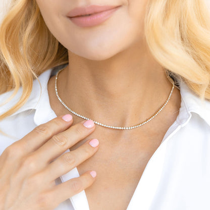 Robaice necklace — 14K gold/silver plated rhinestone choker with cubic zirconia cut