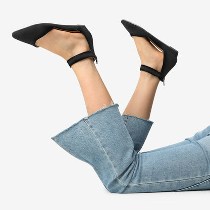 DREAM PAIRS women's low wedge pointed toe ankle strap flats for special occasions