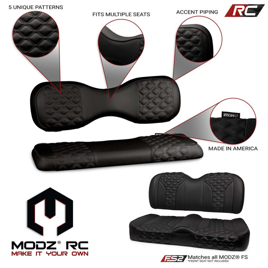 MODZ RC golf cart rear seat covers - Black base