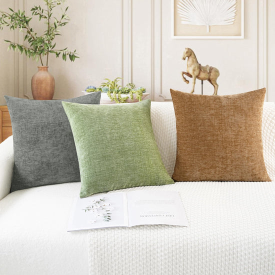 CaliTime decorative pillow cover — pack of 2 chenille for home decor