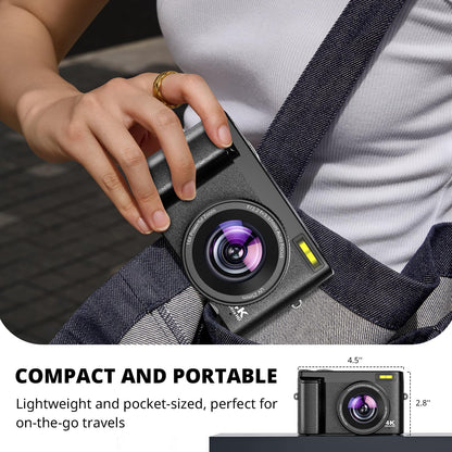 Duluvulu digital camera — 48MP vlogging camera with 180° flip screen and zoom