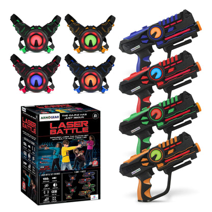 ArmoGear laser tag set — 4-player game with rechargeable guns and vests
