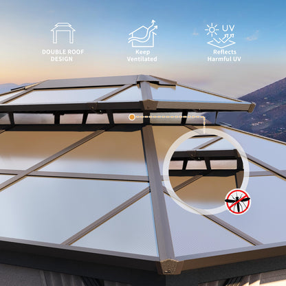 YOLENY freestanding shelter with hardtop design and double roof canopy