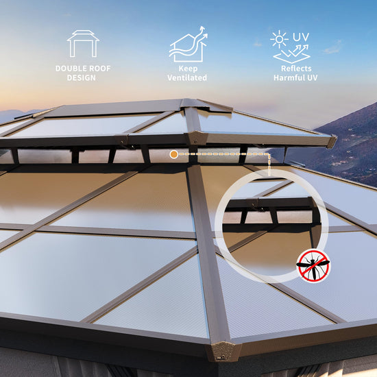 YOLENY freestanding shelter with hardtop design and double roof canopy