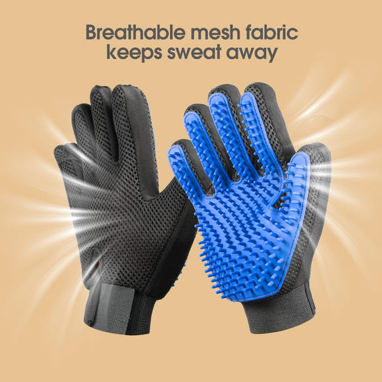 Upgrade pet grooming gloves - gentle shedding mittens for dogs, cats and horses - 1 pair