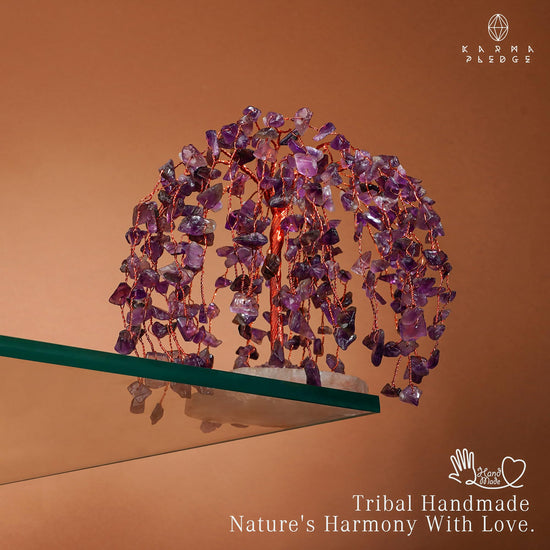 KARMAPLEDGE Crystal Tree of Life sculpture — Handmade bonsai design for prosperity and good luck