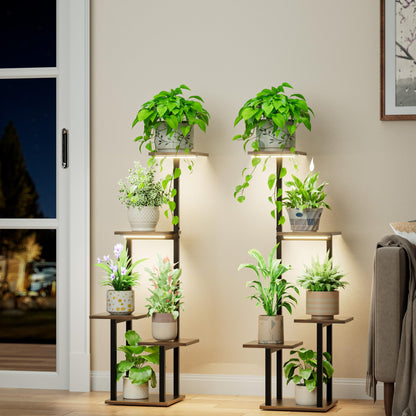Item stand — 2 pack metal plant shelf with grow light for indoor use