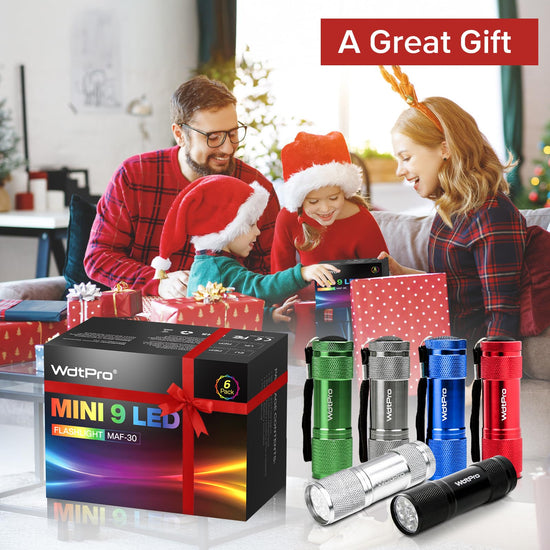 WdtPro LED flashlights — super bright mini pack with lanyard in assorted colors