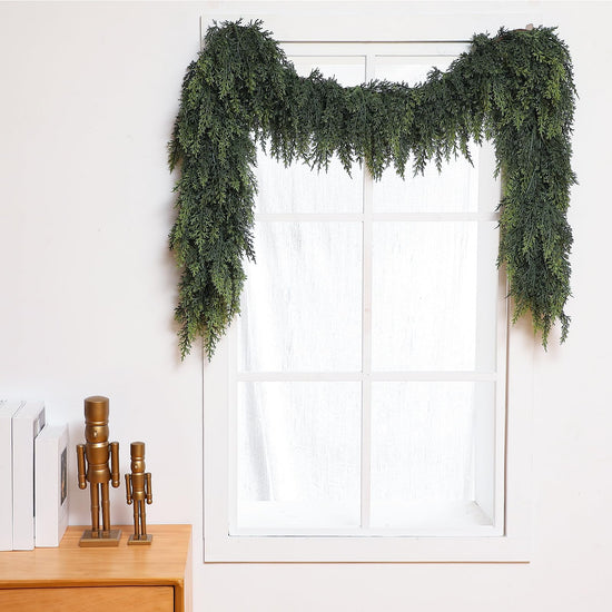 Waydress Christmas cedar garland - thick and lush artificial pine needle decoration for winter home decor