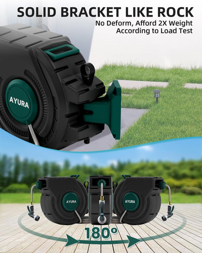 AYURA winding reel — Heavy duty automatic design with kink-free rewind and lock feature
